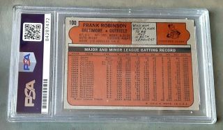 Frank Robinson Signed 1972 TOPPS Card 100 PSA/DNA slabbed Gem 10 autograph 2