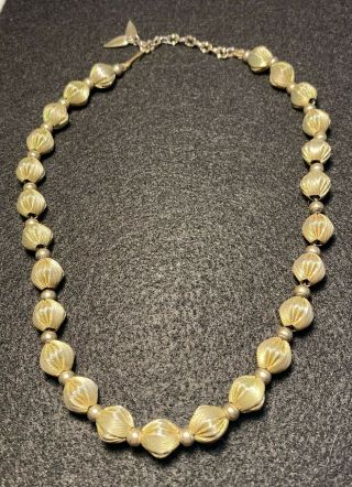 Vintage Whiting And Davis Gold Tone Bead Necklace Choker Adjustable Length