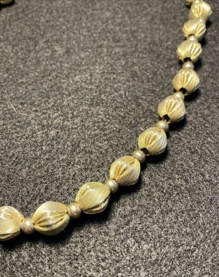 Vintage Whiting and Davis Gold Tone Bead Necklace Choker Adjustable Length 2