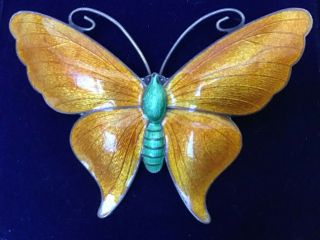 Large Antique Silver And Enamel Butterfly By Ja&s Birmingham