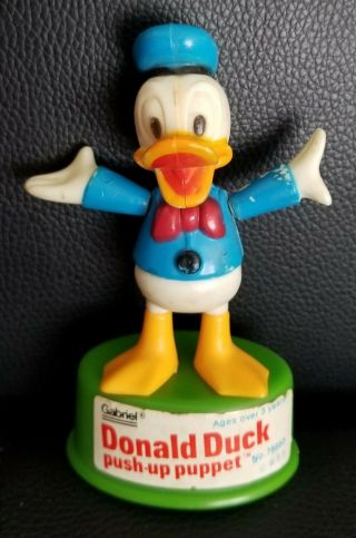 Vintage Disney Donald Duck Push Up Puppet Toy 1977 Gabriel Industries Hong Kong