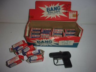 23 Vintage Bang Roll Caps Advertising Boxes Store Display Box & Cap Gun Id 266