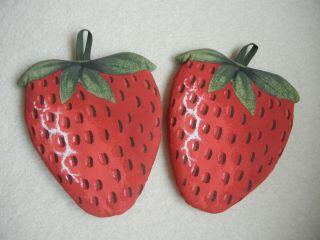 Vintage Strawberry Shaped Hot Pads / Pot Holders - Set Of 2 - Strawberries