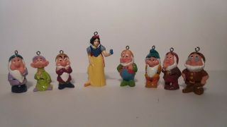 Vintage Disney Snow White And 7 Dwarfs Christmas Tree Ornaments Set Of 8