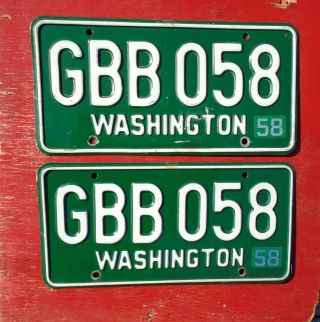 1958 Washington Pair Gbb 058 Clark Co.  License Plates