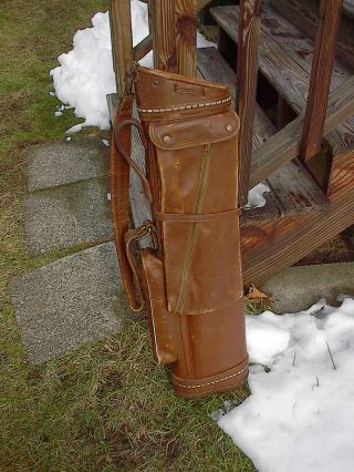 Antique All Leather Golf Bag By R.  H.  Buhrke Co.