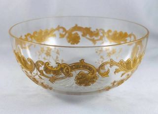 7 Antique St Louis Massenet Gold Encrusted Gilt Etched Dessert / Finger Bowls Nr
