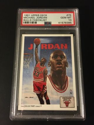 Michael Jordan 1991/92 Ud Upper Deck 75 Checklist Chicago Bulls Psa 10 Gem