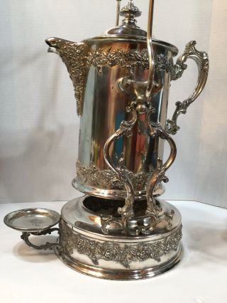 Antique Tilt Silver Plate Water Pitcher On Stand Derby Silver Co.  St Louis 1880