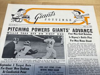 Vintage May 11,  1959 Giants Jottings Baseball Newsletter - Willie Mays 2