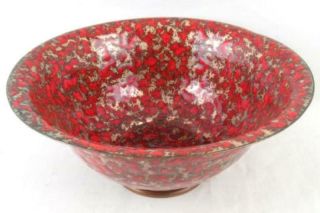 Vintage Serge Nekrassoff Enamel On Copper Bowl Pedestal Foot Speckled Red