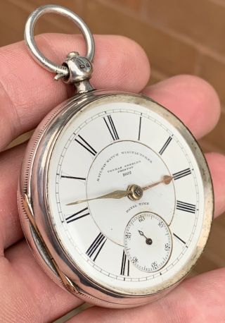 A Gents Good Quality Antique Solid Silver Early Preston Fusee Pocket Watch 1876.