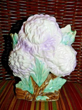 Vintage Mccoy Pottery Chrysanthemum Flower Vase Purple Green Brown 8 1/2 " Tall