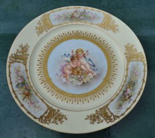 Antique 19th Century Sevres French " Cherubs " Display / Cabinet Plate