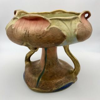 Antique Art Nouveau Turn - Teplitz RStK Amphora Pottery Footed Bowl Compote 3
