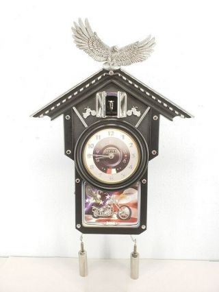 Bradford Exchange Time For Freedom Motorcycle Cuckoo Clock Great