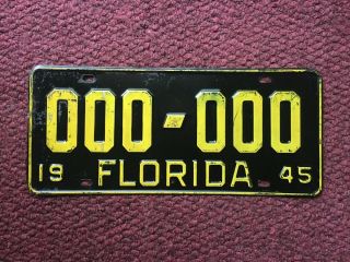1945 Florida Sample License Plate 6 Zeros Tag War Year Plates Great Colors