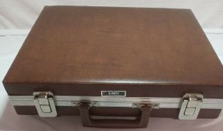 Vintage Savoy 42 Cassette Tape Storage Carrying Case Brown Briefcase Organizer