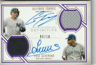 2019 Topps Definitive Dual Autograph Relic Gleyber Torres - Luis Severino 