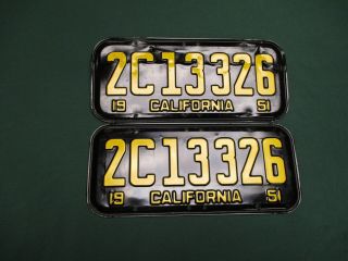 100 1951 California Pair License Plates Not Dmv Cleared