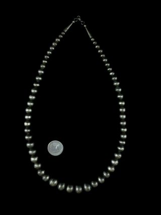 Antique Navajo Necklace - Hand Made Coin Silver Beads 2.  5 Oz.