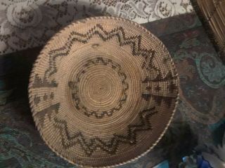 Antique California Mono Paiute Indian Woven Straw Basket 1930s