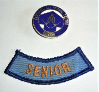 Vintage Certified Ski Patrol Tester Badge/pin With Numbeer And Senior Tab