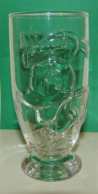 Vintage Walt Disney Donald Duck Embossed Drinking Glass Onishi Green Glass