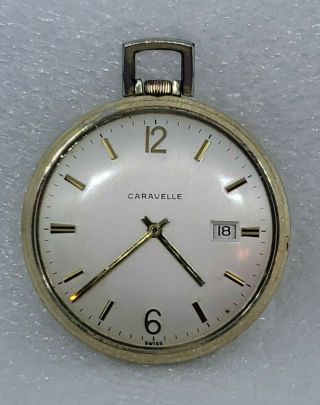 Vintage Caravelle Pocket Watch 17 Jewel Swiss Movement