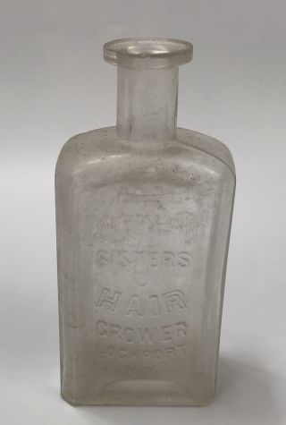 Vintage 7 Sutherland Sisters Hair Grower Lockport,  Ny Embossed Glass Bottle Aa