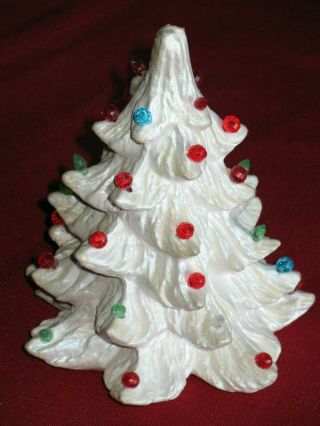 Vintage White Ceramic Christmas Tree With Lights 6 " Tall X 5 " Wide