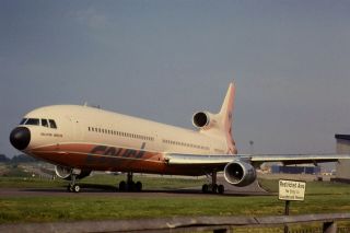 35mm Colour Slide Of Court Line Lockheed L - 1011 Tristar G - Baab In 1973