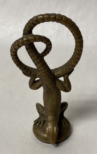 Antique Bronze Wax Seal Stamp Figural Lizard Reptile,  Not Monogrammed