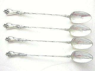 4 Antique Whiting Sterling Silver Iced Tea Spoons Engraved Violet 4.  12ozt Nomono