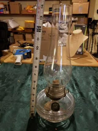Vintage Banner Clear Glass Oil Lamp With Chimney