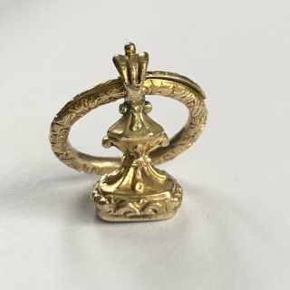 Antique Georgian 9ct Gold Cased Intaglio Pocket Watch Fob Seal & Split Ring