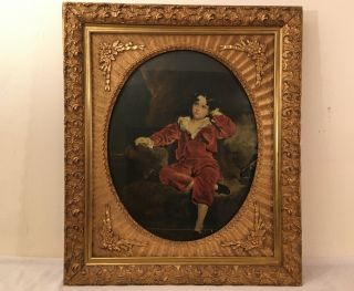 Large Antique Gold Gilt Wood Picture Frame W Ornate Gesso & Glass 16x20 " Opening