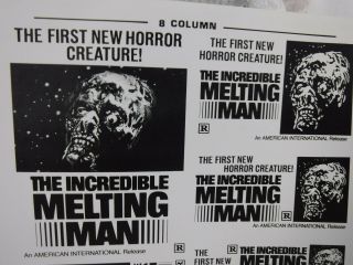 The Incredible Melting Man Movie Mini Ad Sheet Vtg Advertising Poster Horror
