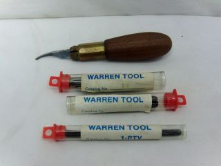 Vintage Warren Cutlery Basic Wood Carving Knife Kit Plus Extra Knives Usa Made