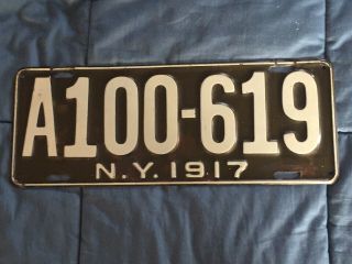 5 Different Early Ny License Plates 1917 - 1923.  Colorful Group,  (varieties)