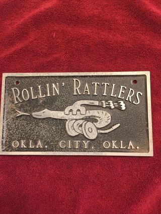 Car Club Plaque Rollin’ Rattlers Oklahoma City Ok.  Snake On Wheels Wow
