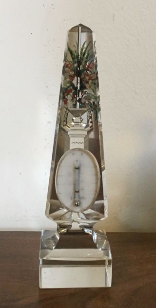 Antique 19th Century Grand Tour Glass Cut Crystal Obelisk Thermometer