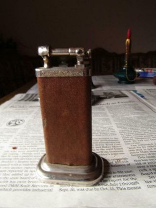 Vintage Cigarette Lighter Table Top Lift Arm Type 3.  5” Tall Brown