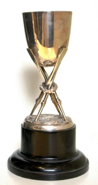 Antique Silver Plated Rowing Trophy On Wood Base,  Circa 1910