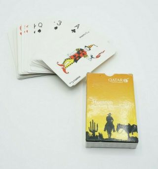 Vintage Qatar First Class Advertising Playing Cards Vgc Houston 30th March 09