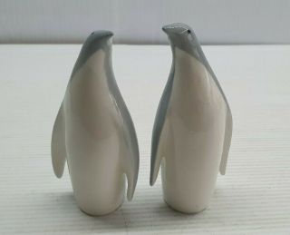 Penguin Retro Vintage Salt And Pepper Shakers Set Japan Bone China Grey White