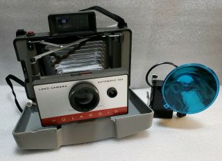 Vintage Polaroid Automatic Model 104 Land Camera And Flashgun 268 With Boxes