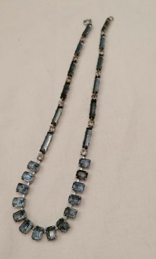 Vintage 1940s Rhinestone Necklace Silver Tone Foil Back Glass Rhinestone