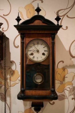 Antique German Junghans Wind Up Pendulum Wall Clock W/ Chimes