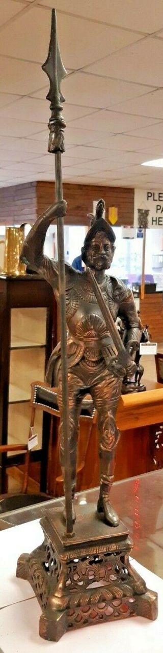 Stunning Early C20th Bronzed Spelter Figure Of A Spanish Conquistador